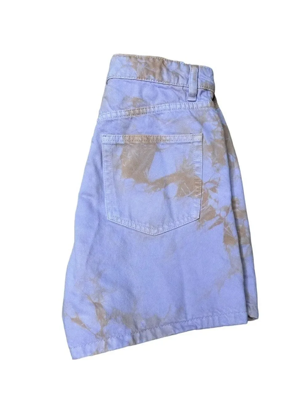 Zara Retro Tie Dye Purple Orange Denim High Rise Baggy Jean Shorts Size US 4